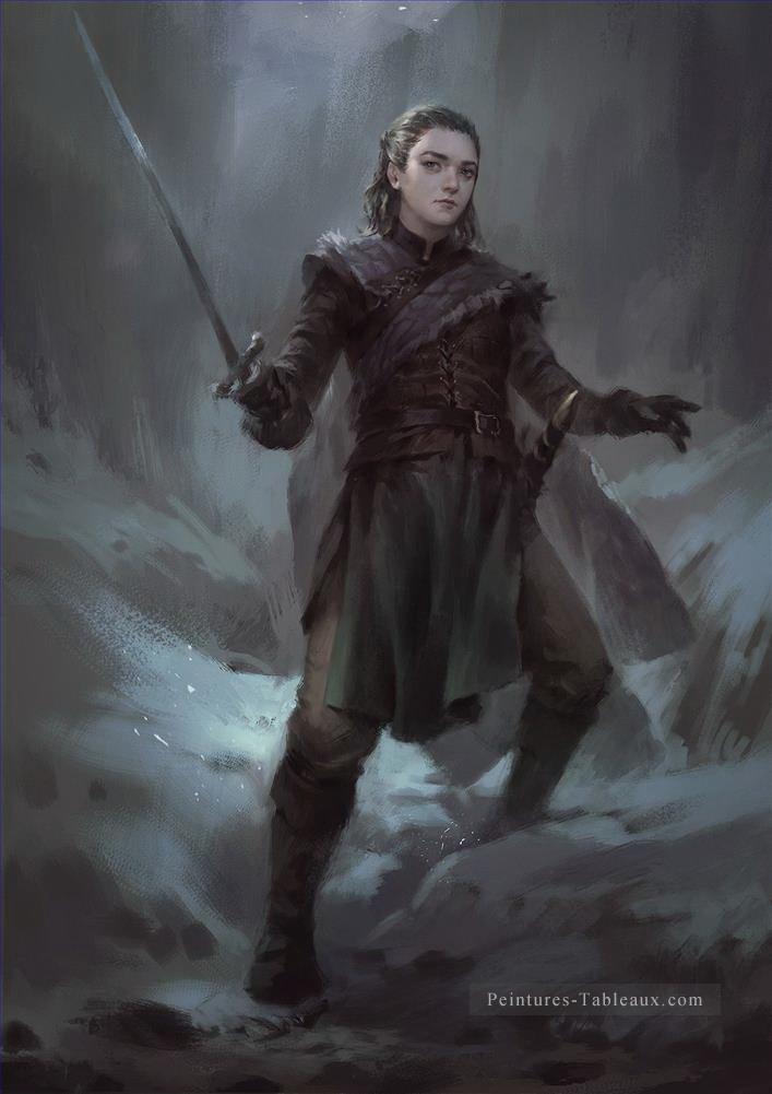 Portrait d’Arya Stark au froid Le Trône de fer Peintures à l'huile